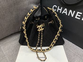 Okify CC 25 Small Hobo Bag In Black Suede 22x20x12.5cm