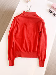 Okify MiuMiu 26S Red Intarsia Collar Knit Polo Shirt - 5
