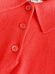 Okify MiuMiu 26S Red Intarsia Collar Knit Polo Shirt - 2
