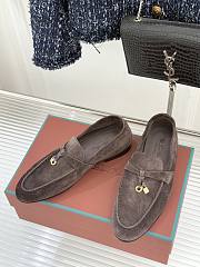 Okify Loro Piana Dark Brown Suede Loafers With Gold Hardware  - 6