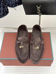 Okify Loro Piana Dark Brown Suede Loafers With Gold Hardware  - 5