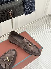 Okify Loro Piana Dark Brown Suede Loafers With Gold Hardware  - 3