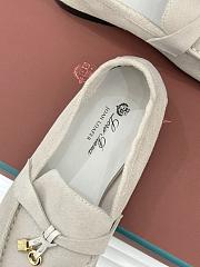 Okify Loro Piana White Suede Loafers With Gold Hardware  - 5