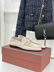 Okify Loro Piana White Suede Loafers With Gold Hardware  - 1