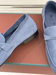 Okify Loro Piana Blue Suede Loafers With Gold Hardware  - 2