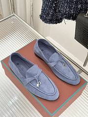 Okify Loro Piana Blue Suede Loafers With Gold Hardware  - 3
