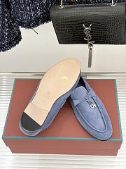 Okify Loro Piana Blue Suede Loafers With Gold Hardware  - 5