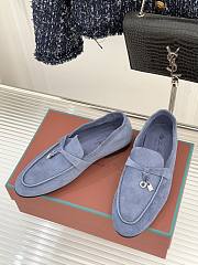 Okify Loro Piana Blue Suede Loafers With Gold Hardware  - 4