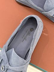 Okify Loro Piana Blue Suede Loafers With Gold Hardware  - 6