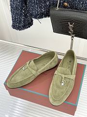 Okify Loro Piana Green Suede Loafers With Gold Hardware  - 5