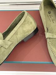 Okify Loro Piana Green Suede Loafers With Gold Hardware  - 4