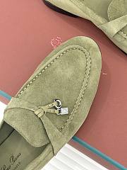 Okify Loro Piana Green Suede Loafers With Gold Hardware  - 2