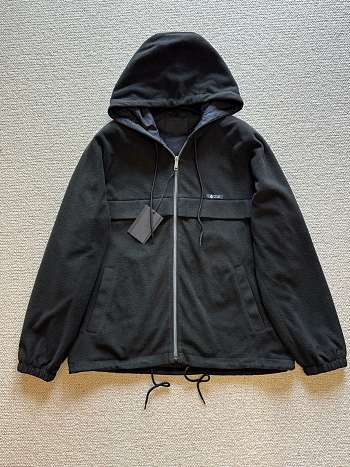 Okify Prada Black Fleece Hooded Jacket Unisex S-XL