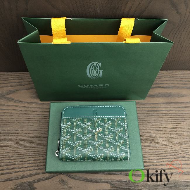 Okify Goyard Green Zipper Small Wallet 11.5x9.5cm - 1