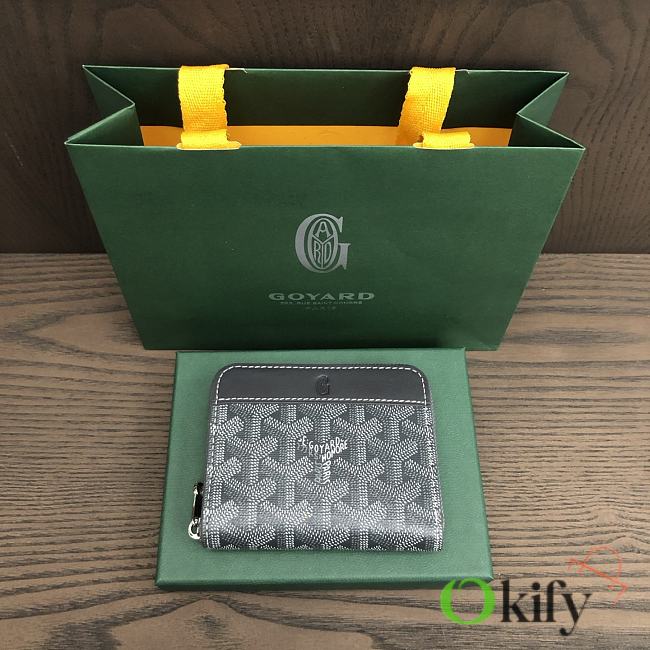 Okify Goyard Gray Zipper Small Wallet 11.5x9.5cm - 1