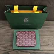 Okify Goyard Red Burgundy Zipper Small Wallet 11.5x9.5cm - 2