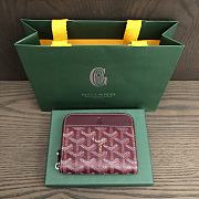 Okify Goyard Red Burgundy Zipper Small Wallet 11.5x9.5cm - 1