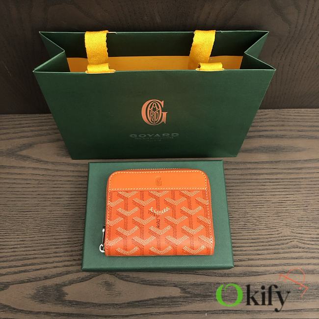 Okify Goyard Orange Zipper Small Wallet 11.5x9.5cm - 1