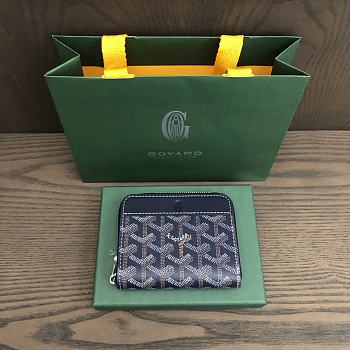 Okify Goyard Dark Blue Zipper Small Wallet 11.5x9.5cm