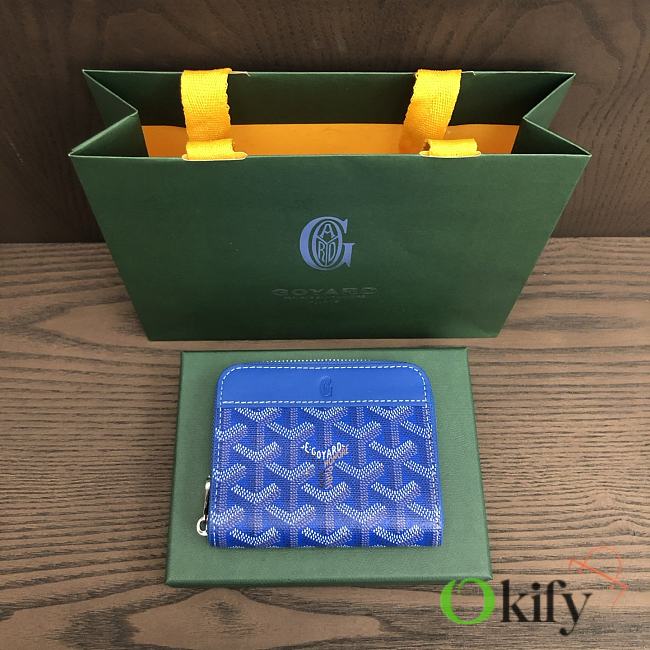 Okify Goyard Blue Zipper Small Wallet 11.5x9.5cm - 1