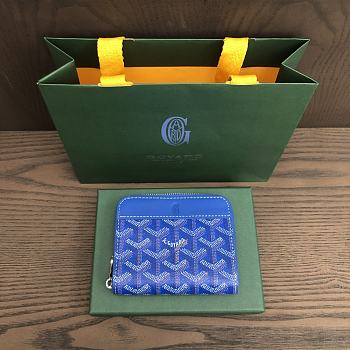 Okify Goyard Blue Zipper Small Wallet 11.5x9.5cm
