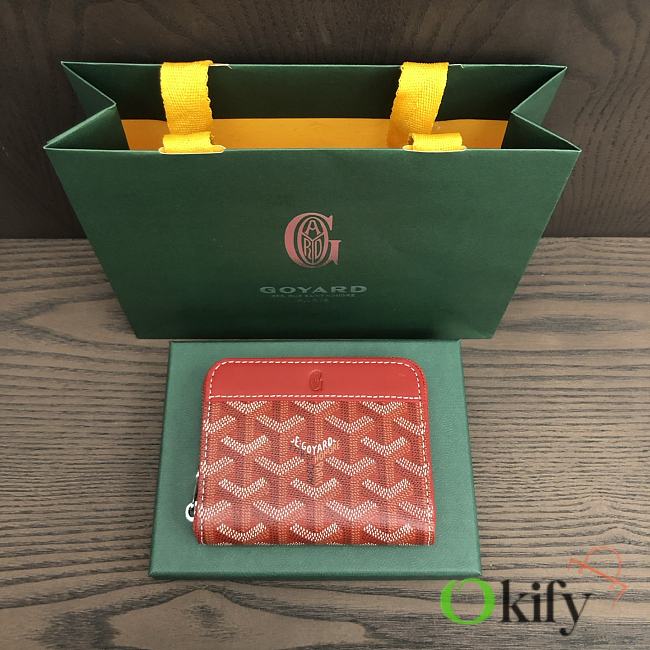 Okify Goyard Red Zipper Small Wallet 11.5x9.5cm - 1