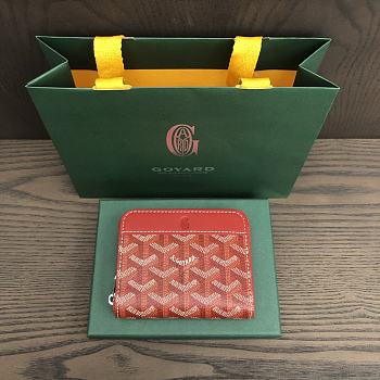 Okify Goyard Red Zipper Small Wallet 11.5x9.5cm