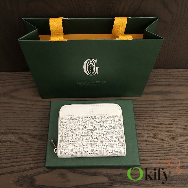 Okify Goyard White Zipper Small Wallet 11.5x9.5cm - 1