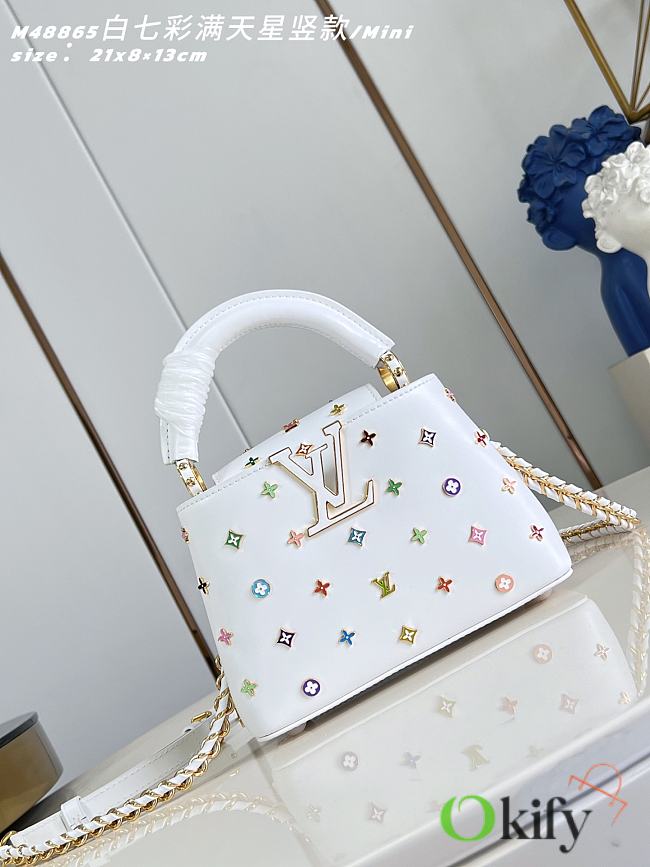 Okify Louis Vuitton x TM Mini Capucines East West Bag White M14165 22x12x8cm - 1