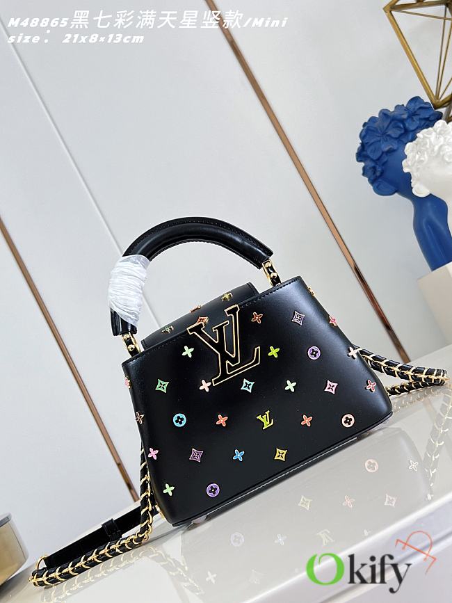 Okify Louis Vuitton x TM Mini Capucines East West Bag Black M27637 22x12x8cm - 1