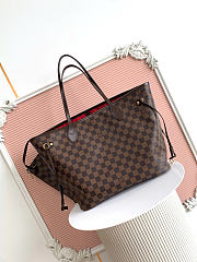 Okify Louis Vuitton Neverfull MM Damier Bag With Red Inside N41358 31x28x14cm - 1