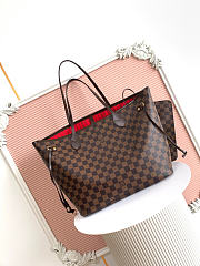 Okify Louis Vuitton Neverfull MM Damier Bag With Red Inside N41358 31x28x14cm - 6