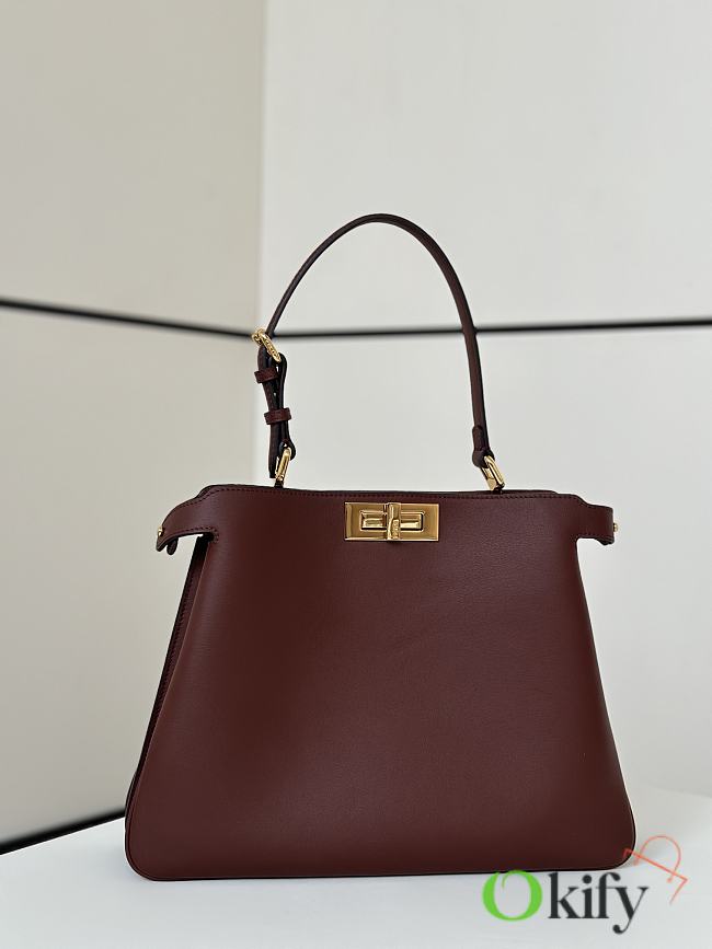 Okify Fendi Peekaboo Medium Bag Red Burgundy 33x25.5x10cm - 1