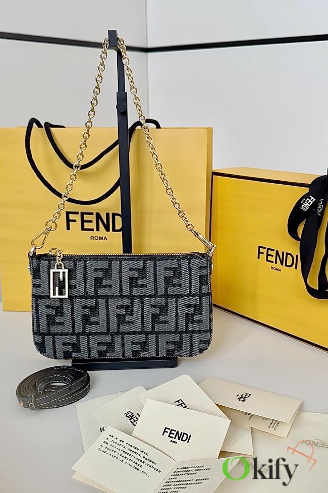 Okify Fendi Baguette Denim Pouch Bag 20x12x3cm - 1