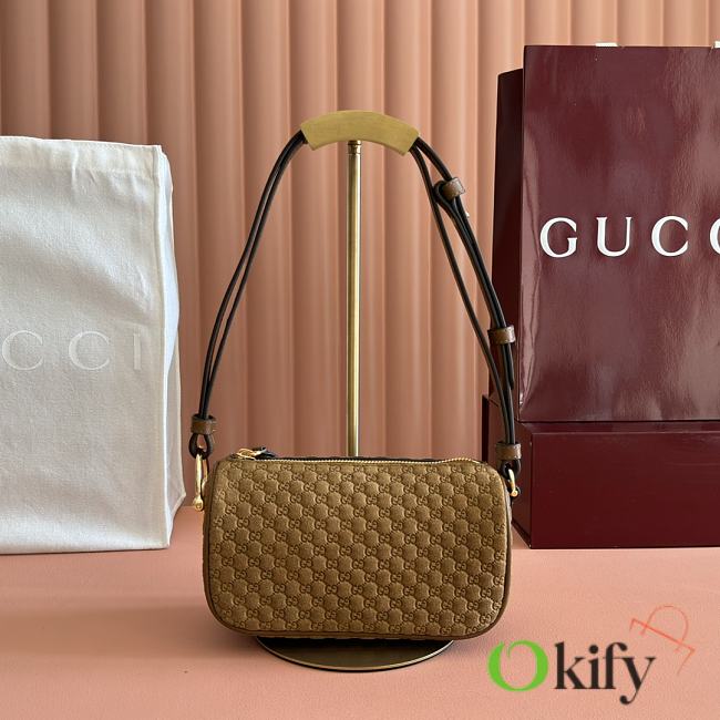 Okify Gucci Half Horsebit Bag Brown Suede 19.5x19x9cm - 1