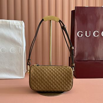 Okify Gucci Half Horsebit Bag Brown Suede 19.5x19x9cm