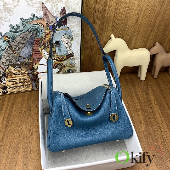 Okify Hermes Lindy 26 Clemence Bag Blue 26cm - 1