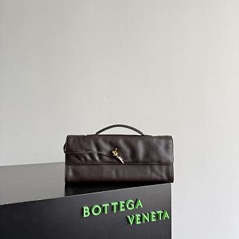 Okify Bottega Veneta Andiamo Clutch Bag Dark Brown Lambskin 31x13x3cm