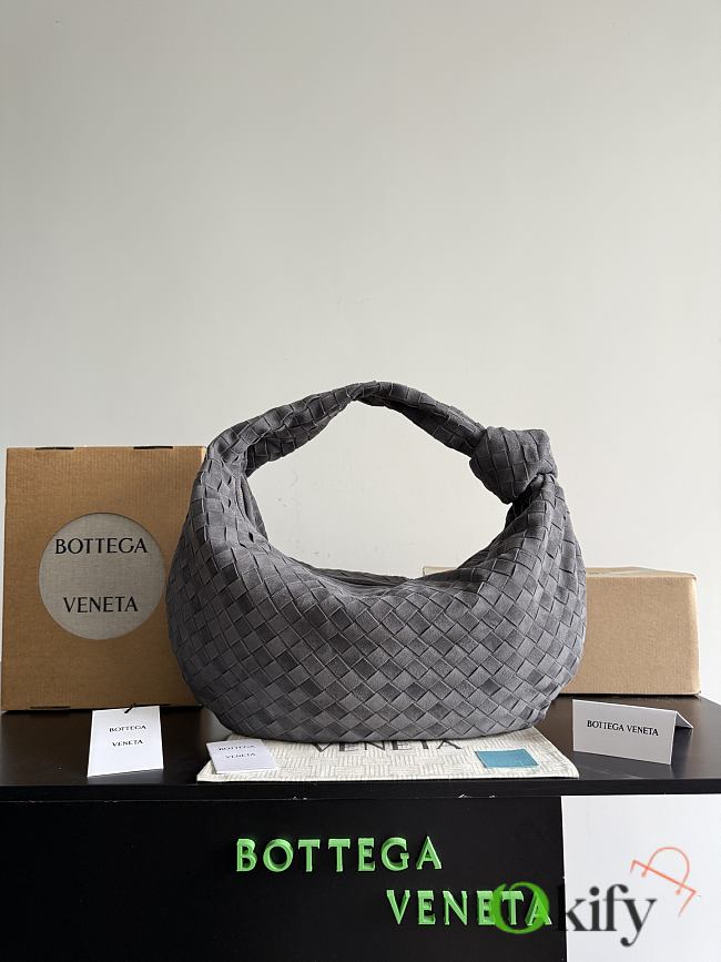 Okify Bottega Veneta Large Jodie Bag Gray Suede 48x40x16cm - 1