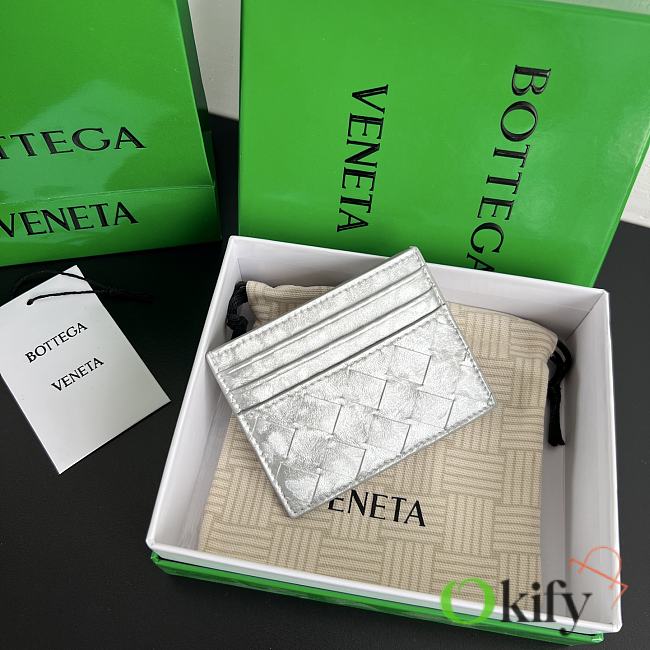 Okify Bottega Veneta Silver Card Holder 10x8x0.5cm - 1
