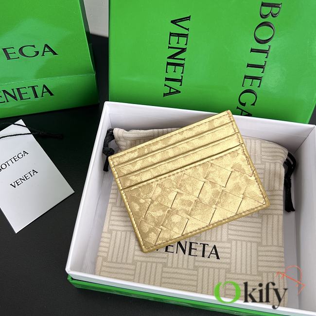 Okify Bottega Veneta Gold Card Holder 10x8x0.5cm - 1