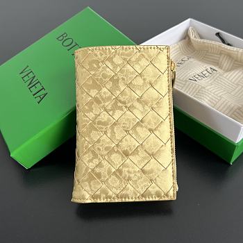 Okify Bottega Veneta Gold Zipper Bi-fold Wallet 14.5x9.5cm