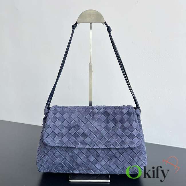 Okify Bottega Veneta Giorno Bag Blue Suede 33x19x8cm - 1