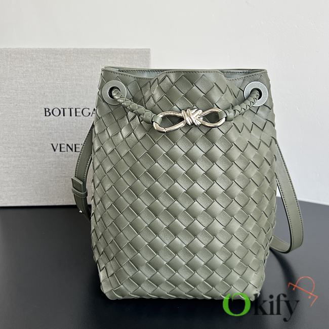 Okify Bottega Veneta Andiamo Bucket Bag Olive Green 25x18.5x11cm - 1