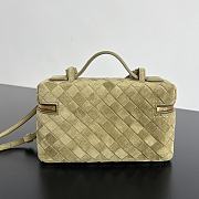 Okify Bottega Veneta Bang Bang Vanity Case Bag Olive Green Suede 22x12.5x5cm - 3