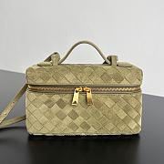 Okify Bottega Veneta Bang Bang Vanity Case Bag Olive Green Suede 22x12.5x5cm - 1