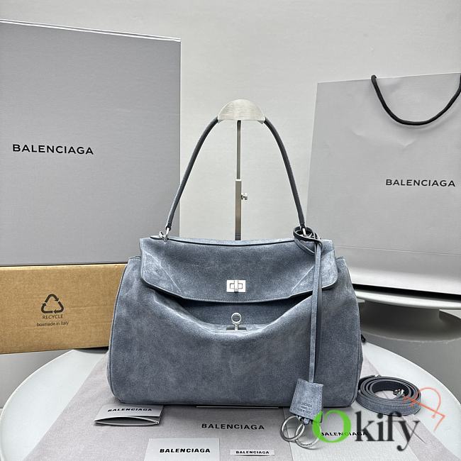 Okify Balenciaga Rodeo Medium Bag Dusty Blue Suede 34x11x24cm - 1