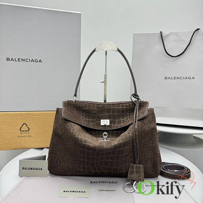 Okify Balenciaga Rodeo Medium Bag Brown Crocodile Suede 34x11x24cm - 1