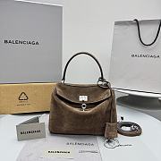 Okify Balenciaga Mini Rodeo Bag Dark Brown Suede 23x10x8cm - 1