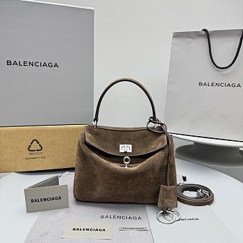 Okify Balenciaga Mini Rodeo Bag Dark Brown Suede 23x10x8cm